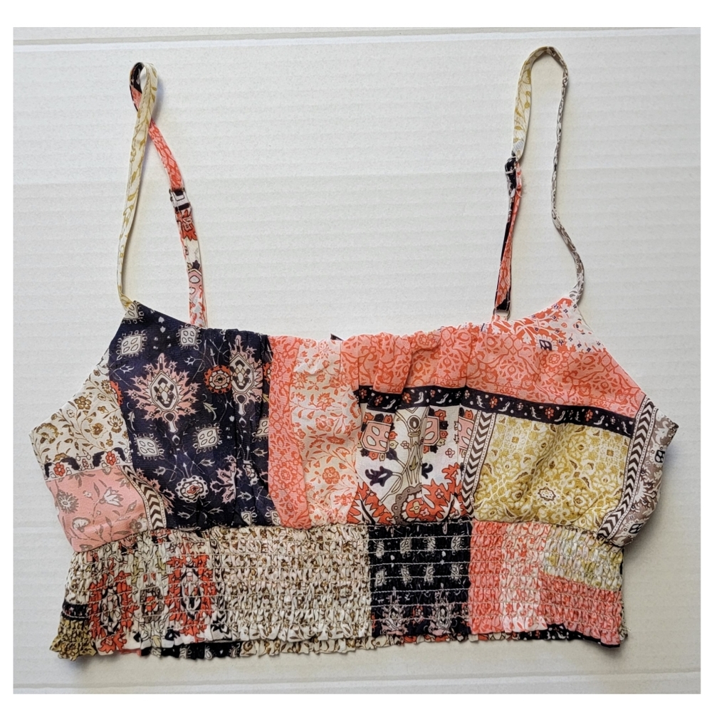 Patchwork Print Cropped Cami Tank - image 7